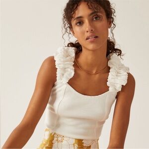 Anthropologie Cream Ruffled Camisole